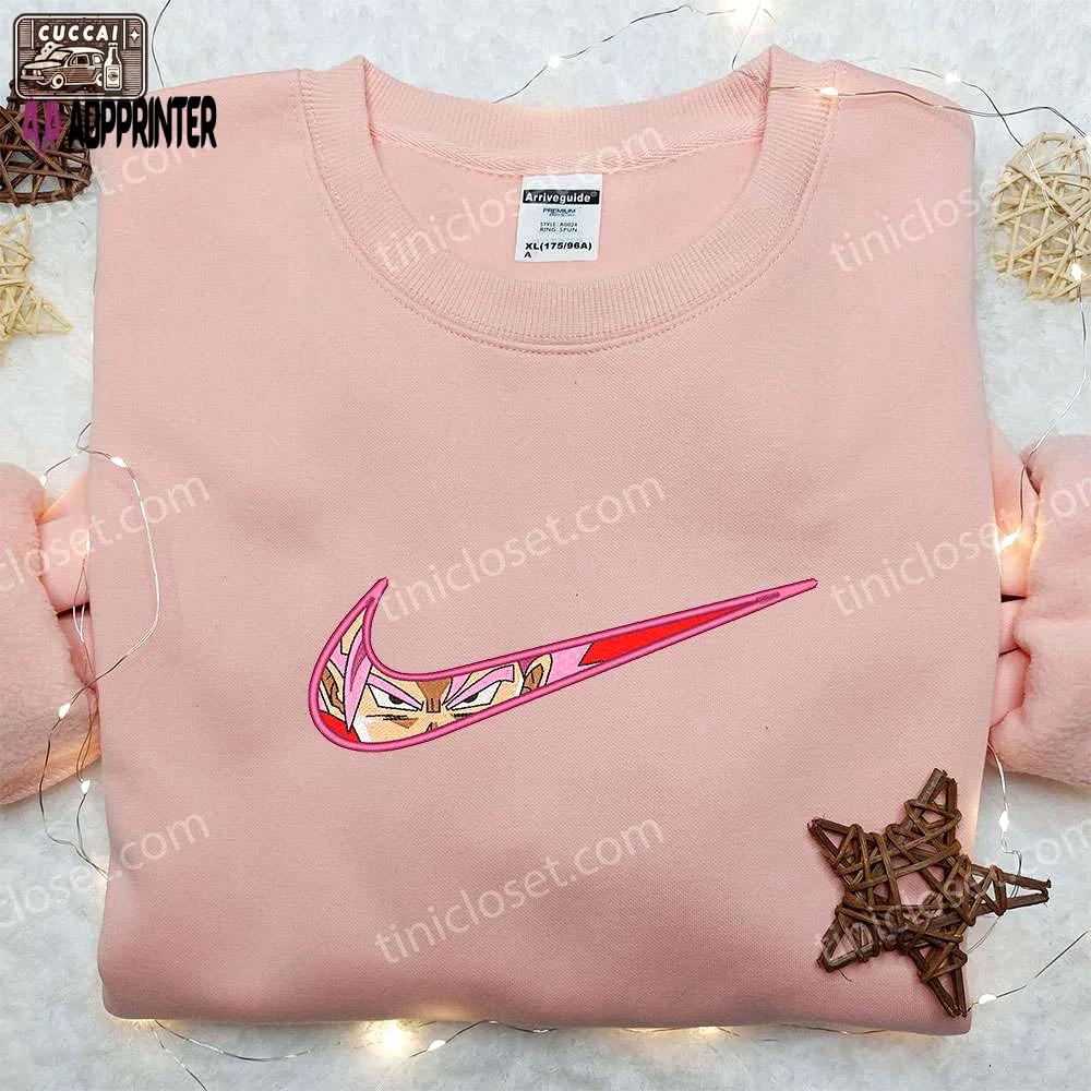 Goku super saiyan rose x nike swoosh embroidered sweatshirt – dragon ball & nike inspired shirt Embroidered Shirt
