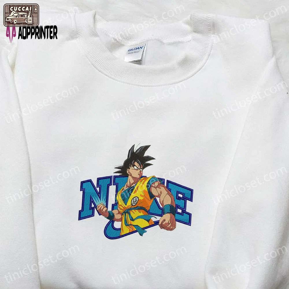 Goku x nike anime dragon ball embroidered shirt – nike inspired stylish & unique Embroidered Shirt