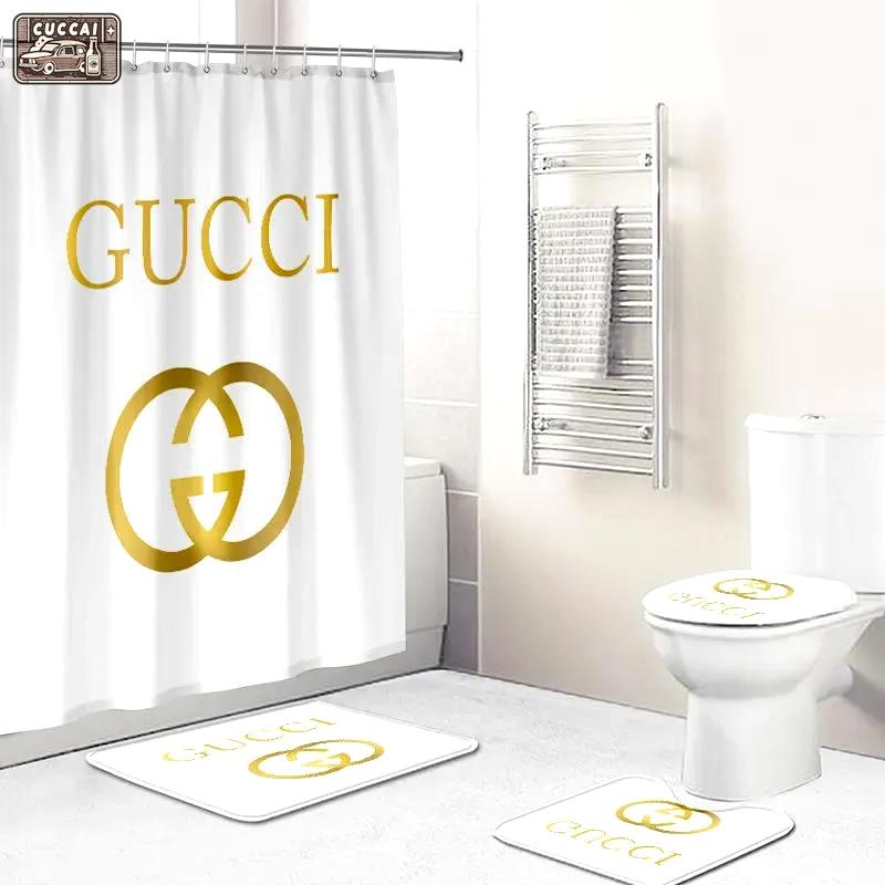 Golden gucci bathroom sets bath mat hypebeast luxury fashion brand home decor Bathroom Set