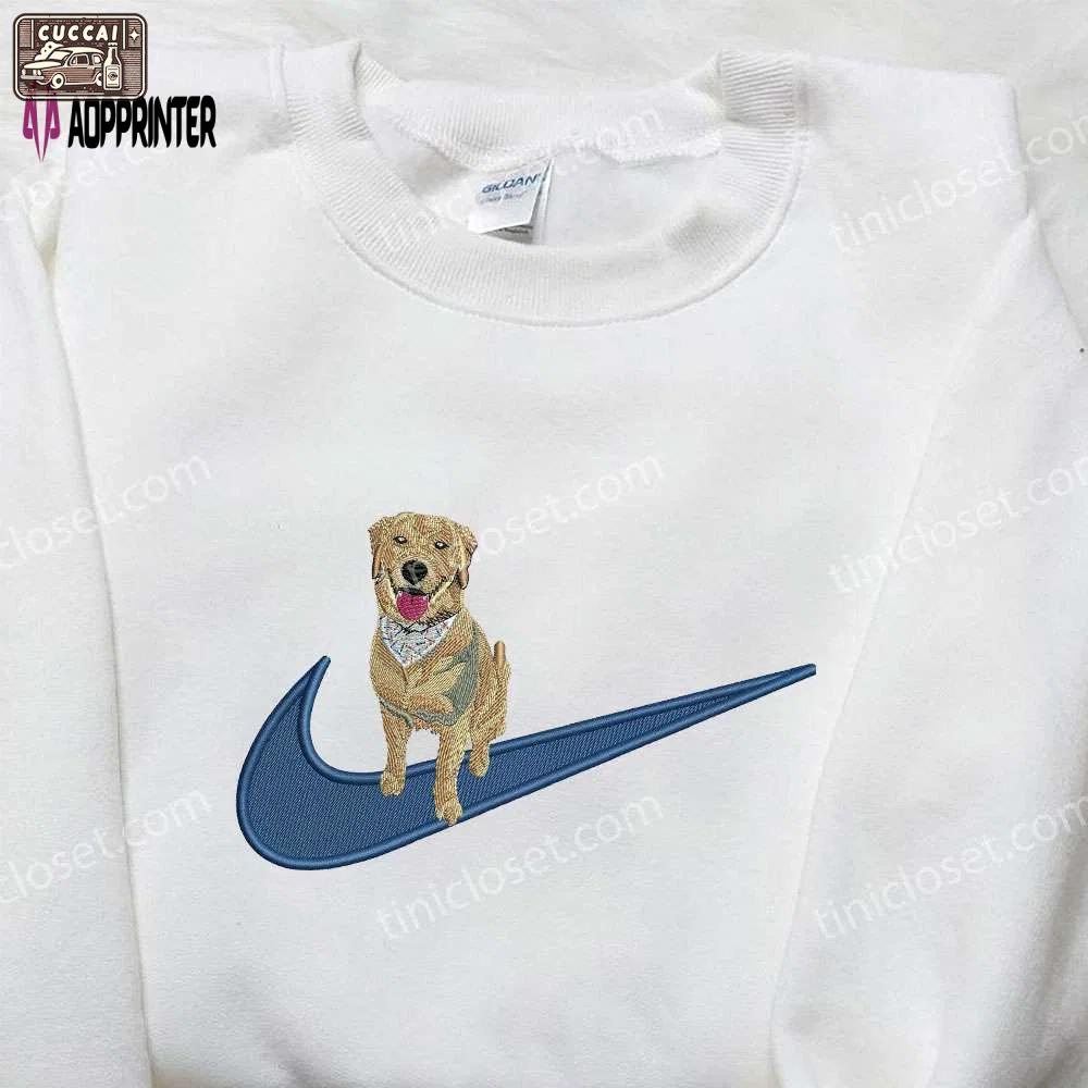 Golden retriever x nike embroidered shirt – animal & custom nike tee Embroidered Shirt