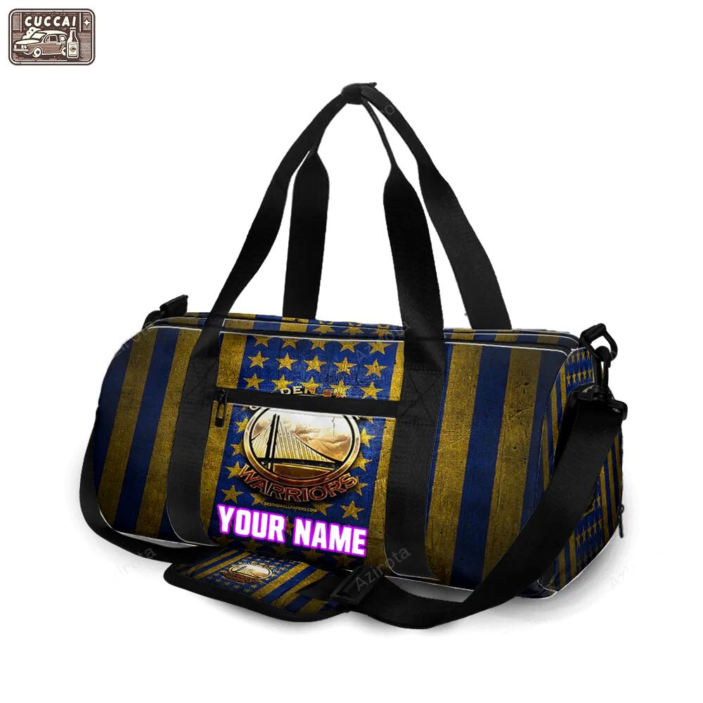 Golden state warriors emblem flag texture vintage personalized name travel bag gym bag 954 Travel Bag