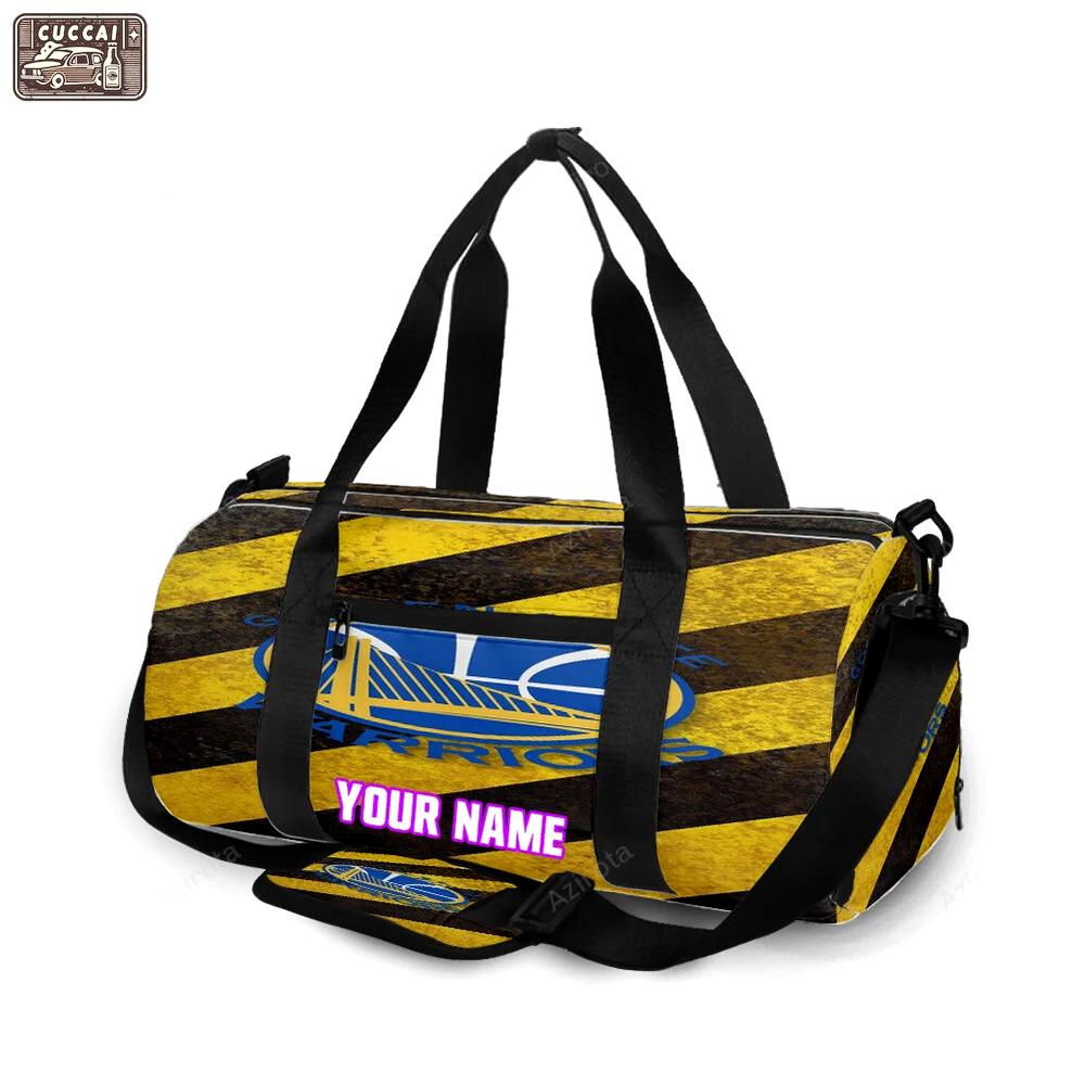 Golden state warriors emblem stripe graphic personalized name travel bag gym bag 1715 Travel Bag