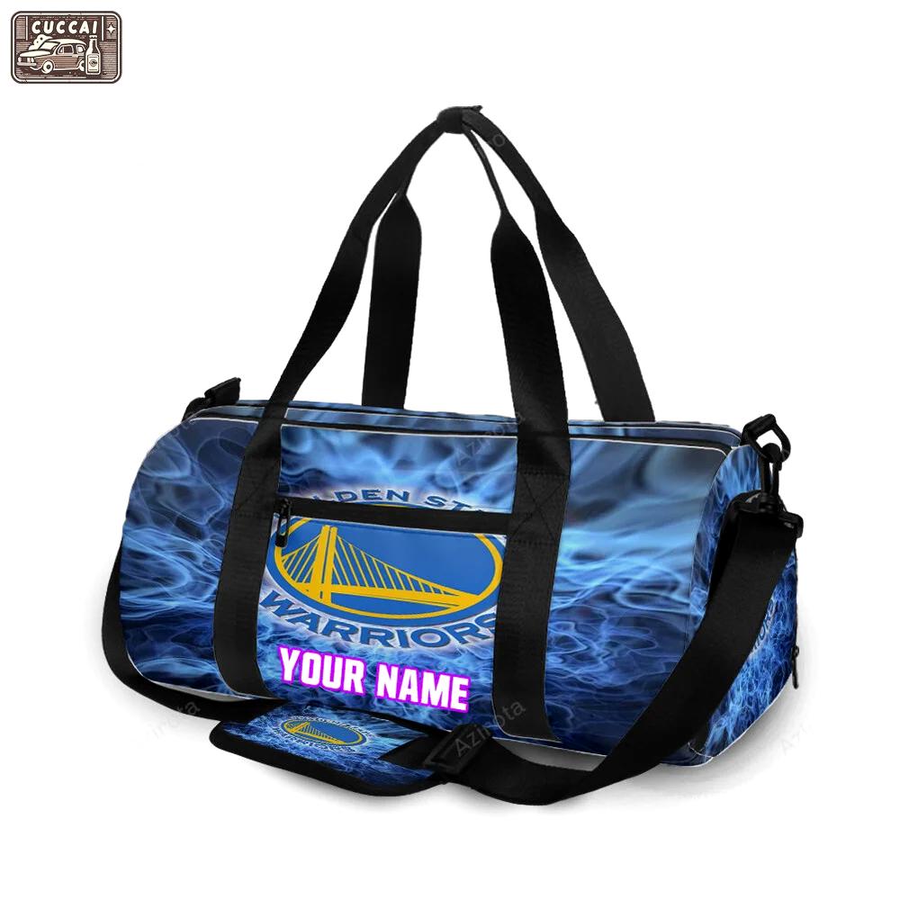 Golden state warriors emblem texture smoke personalized name travel bag gym bag 1871 Travel Bag