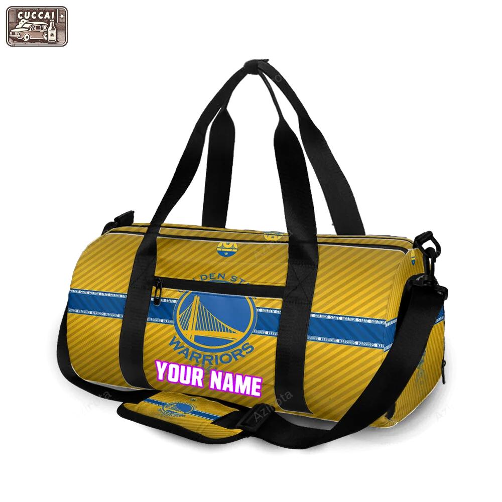 Golden state warriors emblem texture stripe personalized name travel bag gym bag 1975 Travel Bag