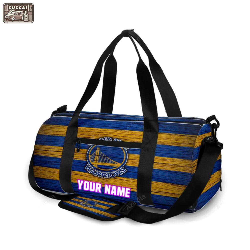 Golden state warriors emblem texture wood personalized name travel bag gym bag 176 Travel Bag