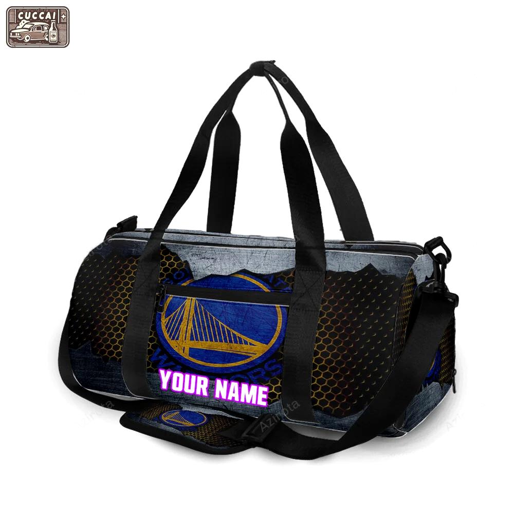 Golden state warriors emblem texture4 pattern metal personalized name travel bag gym bag 636 Travel Bag