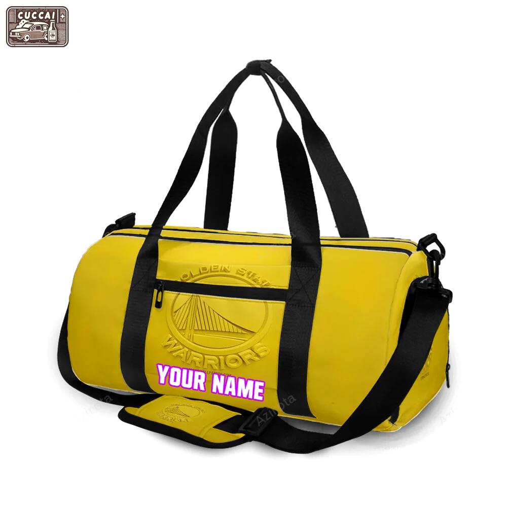 Golden state warriors emblem texture5 yellow personalized name travel bag gym bag 1820 Travel Bag