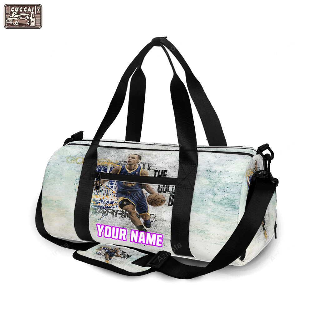 Golden state warriors stephen curry 30 texture2 personalized name travel bag gym bag 866 Travel Bag