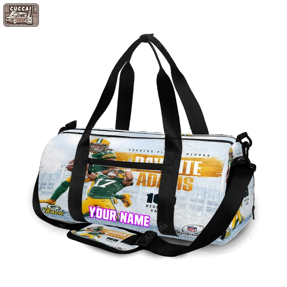 Green bay packers davante adams no17 v9 personalized name travel bag gym bag 236 Travel Bag