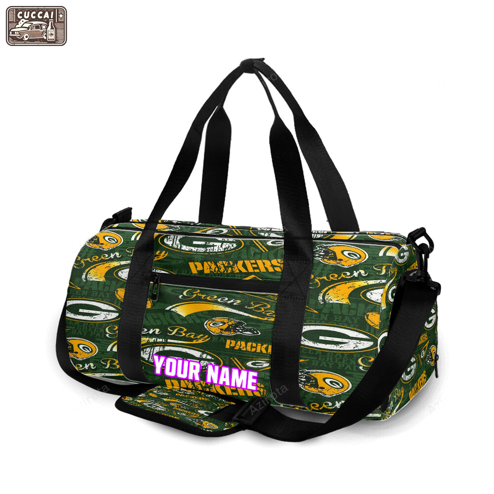 Green bay packers emblem seamless v2 personalized name travel bag gym bag 936 Travel Bag