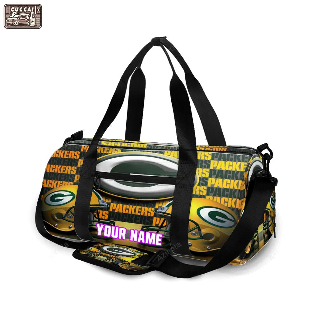 Green bay packers helmet emblem personalized name travel bag gym bag 1587 Travel Bag