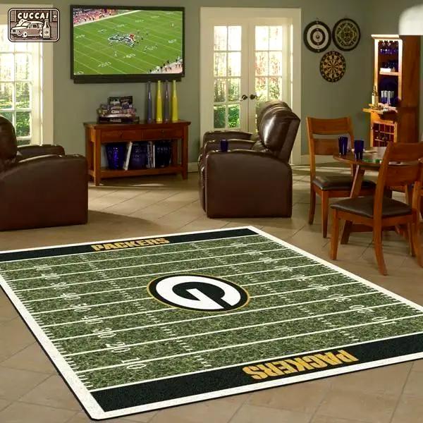 Green bay packers rug football rug rug regtangle carpet floor decor home decor Rectangle Rug