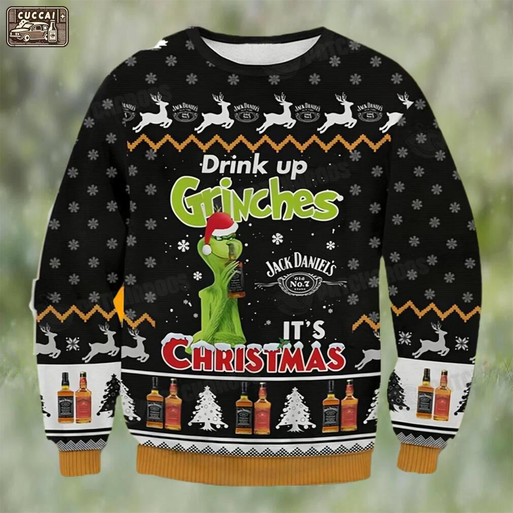 Grinch drink up ugly christmas sweater 3d funny gift Christmas Ugly Sweater