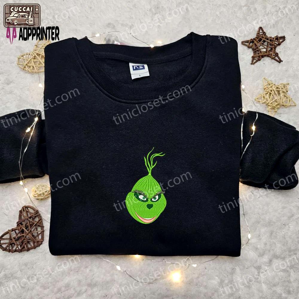Grinch logo hoodie & movie t-shirt: best family gift ideas Embroidered Shirt