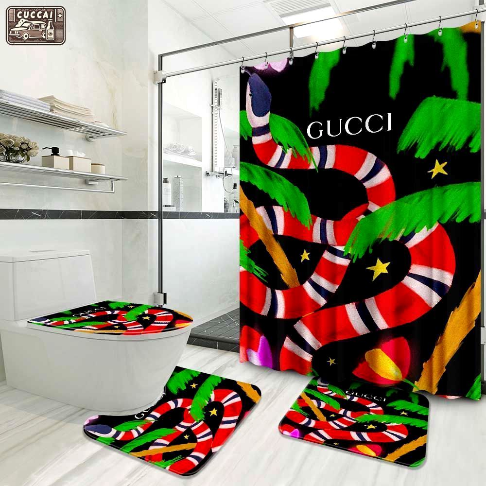 Gucci big snake bathroom set bath mat luxury fashion brand hypebeast home decor Bathroom Set
