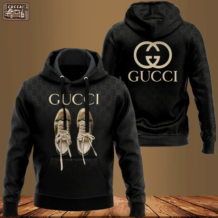 Gucci black unisex hoodie for men women luxury brand clothing clothes outfit Hoodie 3D
