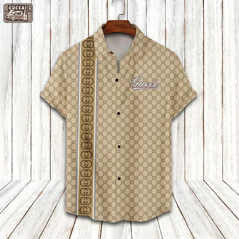 Gucci cream luxury brand fashion hawaii shirt for men 9 Hawaii Shirt