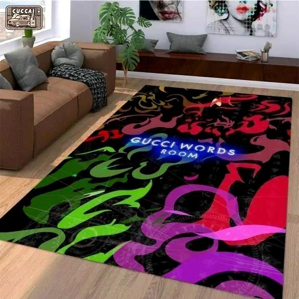 Gucci inspired logo type 984. Upgrade Your Living Room with Luxury Home Decor: Area Carpets, Floor Decor, Door Mats, and Hot Gift Items with style a High-End Fashion Brand Rectangle Rug