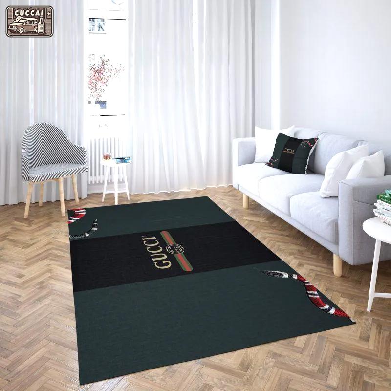 Gucci logo type 306. Upgrade Your Living Room with Luxury Home Decor: Area Carpets, Floor Decor, Door Mats, and Hot Gift Items with style a High-End Fashion Brand Rectangle Rug