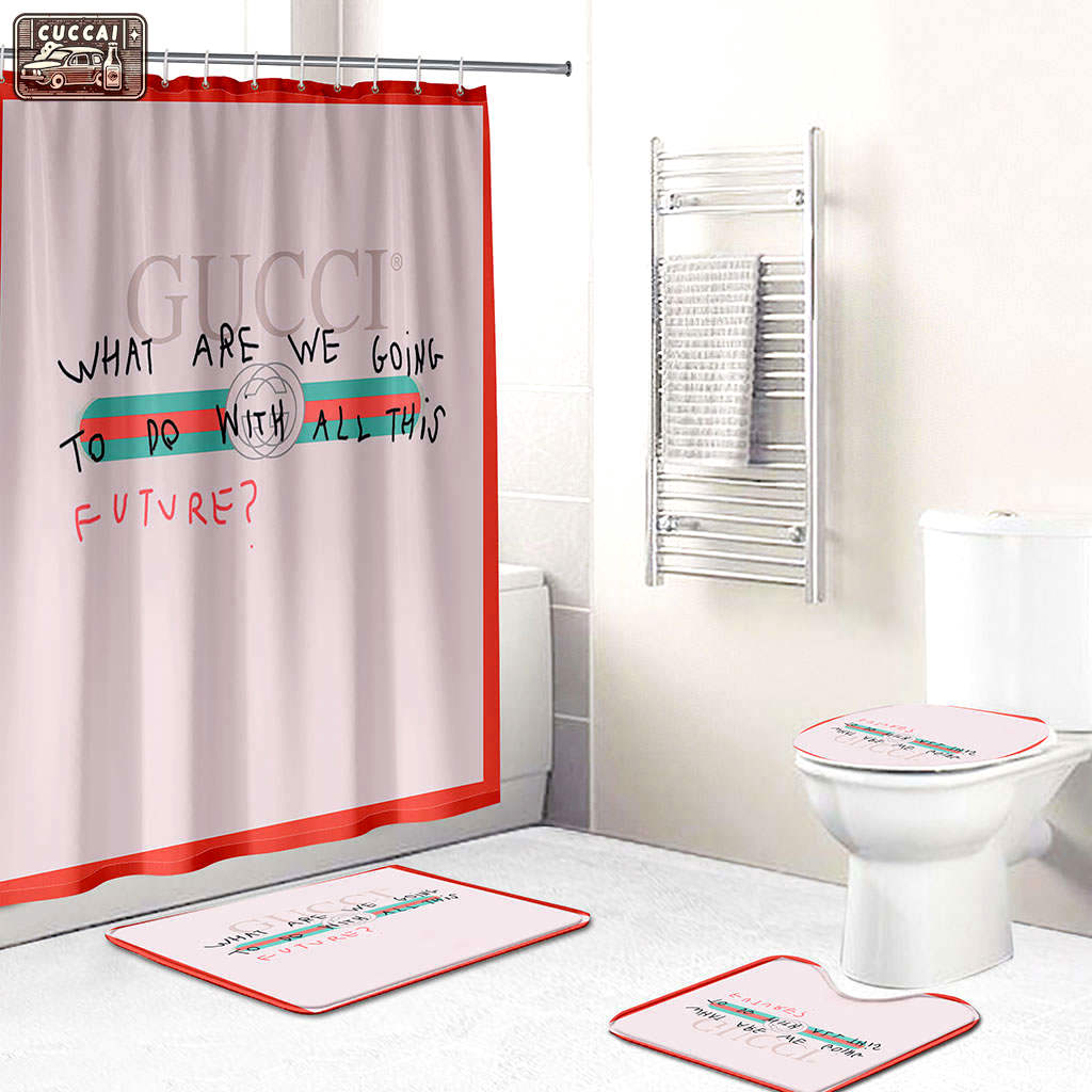 Gucci luxury bath mat sets rose and red bath mat sets shower curtain 260 Bathroom Set