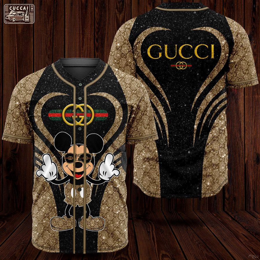 Gucci mickey mouse baseball jersey shirt luxury clothing clothes sport for men women hot 2023 Baseball Jersey Shirt