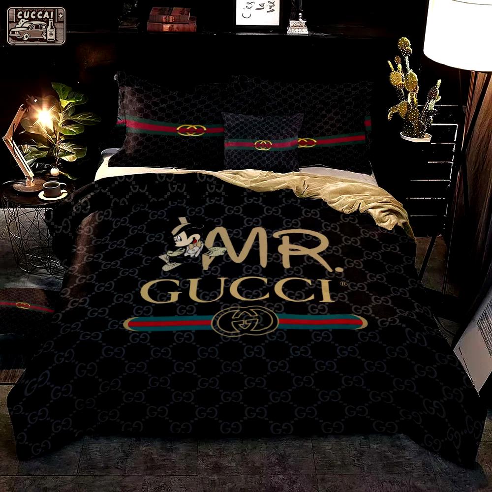 Gucci mr mickey fashion logo luxury brand premium bedding sets,bed sets, bedroom sets, comforter sets, duvet cover, bedspread Bedding Sets