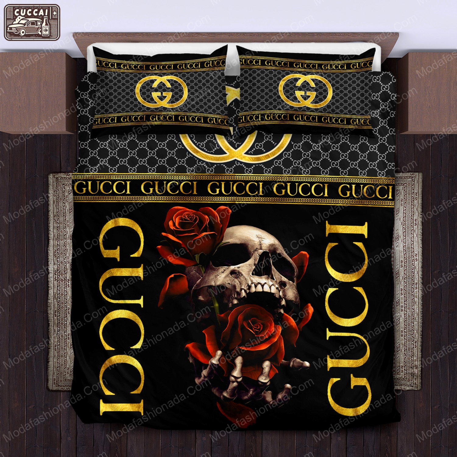 Gucci skull and roses bedding sets home decoration Bedding Sets
