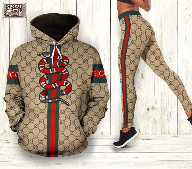 Gucci snake hoodie leggings luxury brand clothing clothes outfit for women 143 hcst 58 Hoodie Leggings Set