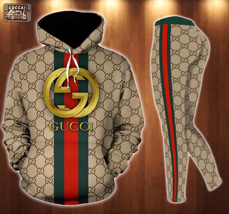 Gucci stripe hoodie leggings luxury brand clothing clothes outfit for women 160 hcst 41 Hoodie Leggings Set