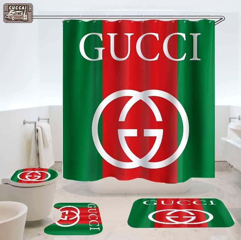 Gucci stripe luxury fashion brand bath mat home decor bathroom sets hypebeast Bathroom Set