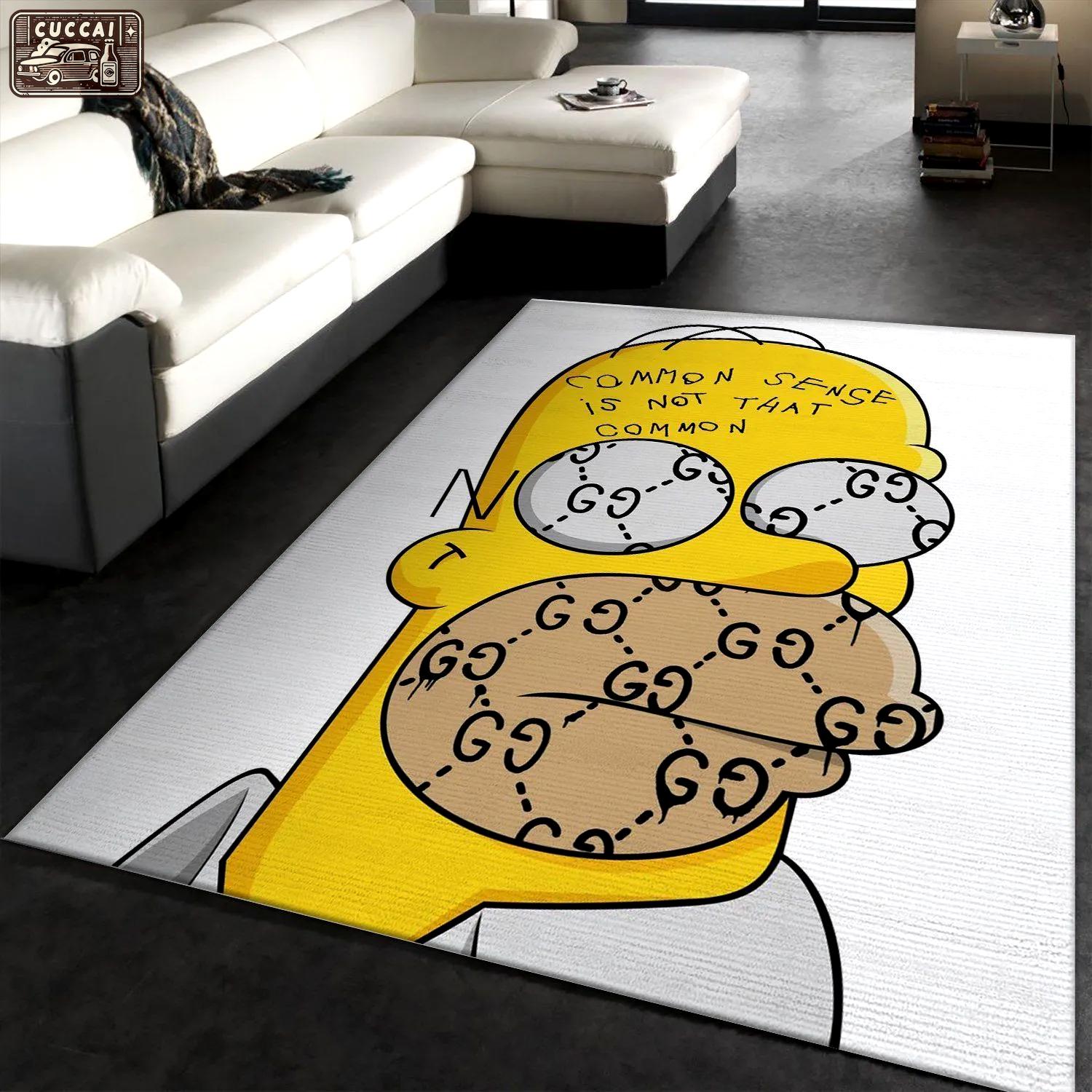 Gucci the simpsons logo type 378. Upgrade Your Living Room with Luxury Home Decor: Area Carpets, Floor Decor, Door Mats, and Hot Gift Items with style a High-End Fashion Brand Rectangle Rug