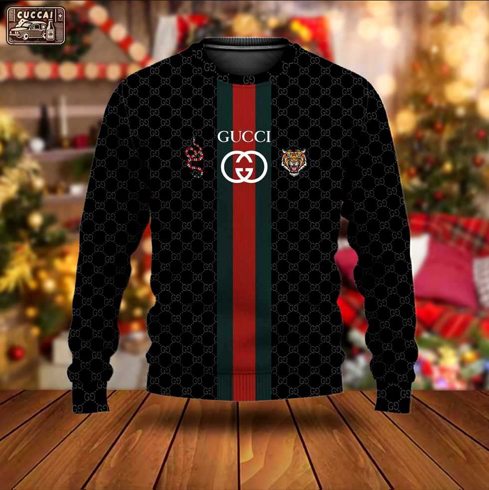 Gucci tiger & snake luxury ugly christmas sweater ucs1015 Christmas Ugly Sweater