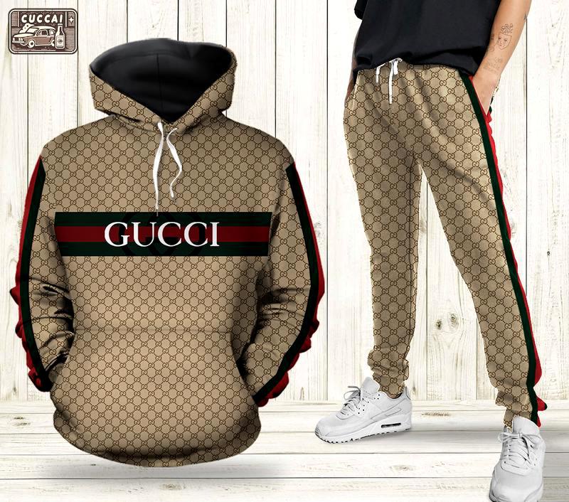 Gucci unisex sweatpant trouser with pocket sports clothing  hot 2023 15 Hoodie Long Pants 3D Set
