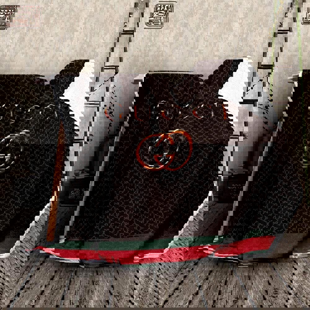 Gucci yellow copper fashion logo luxury brand blanket fleece home decor 93 Blanket Fleece