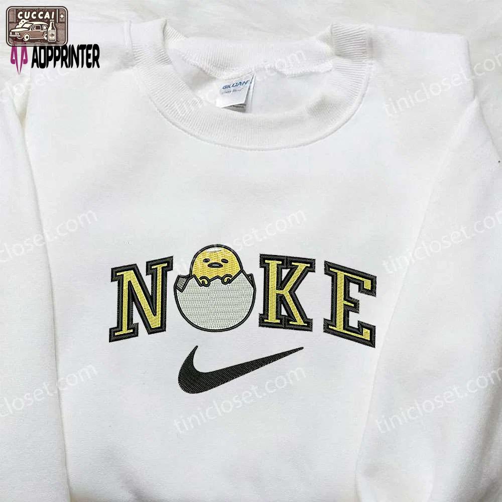 Gudetama x nike embroidered shirt: cartoon & nike inspired design Embroidered Shirt