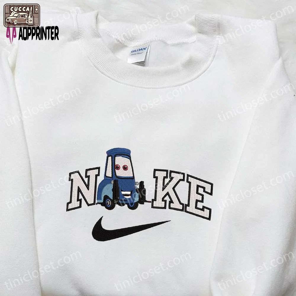 Guido x nike cartoon embroidered sweatshirt pixar cars & nike inspired shirt Embroidered Shirt