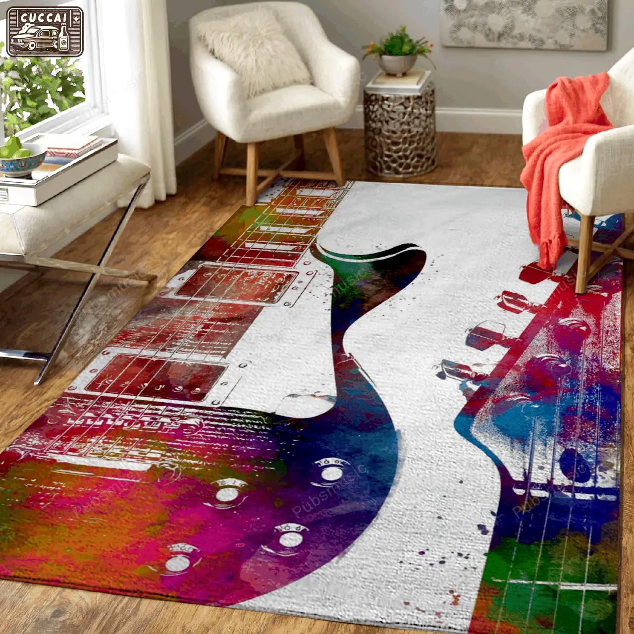 Guitar 9 music art for fans area rug living room carpet rug regtangle carpet floor decor home decor Rectangle Rug