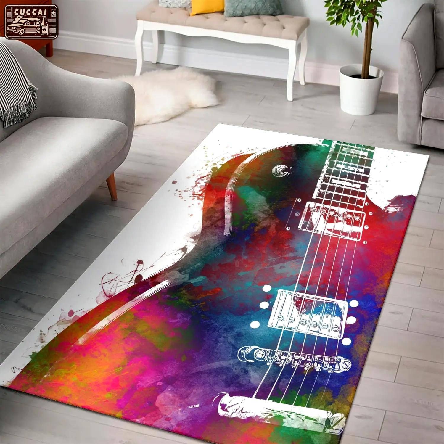 Guitar area rug living room rug home decors gift for fans floor decor Rectangle Rug