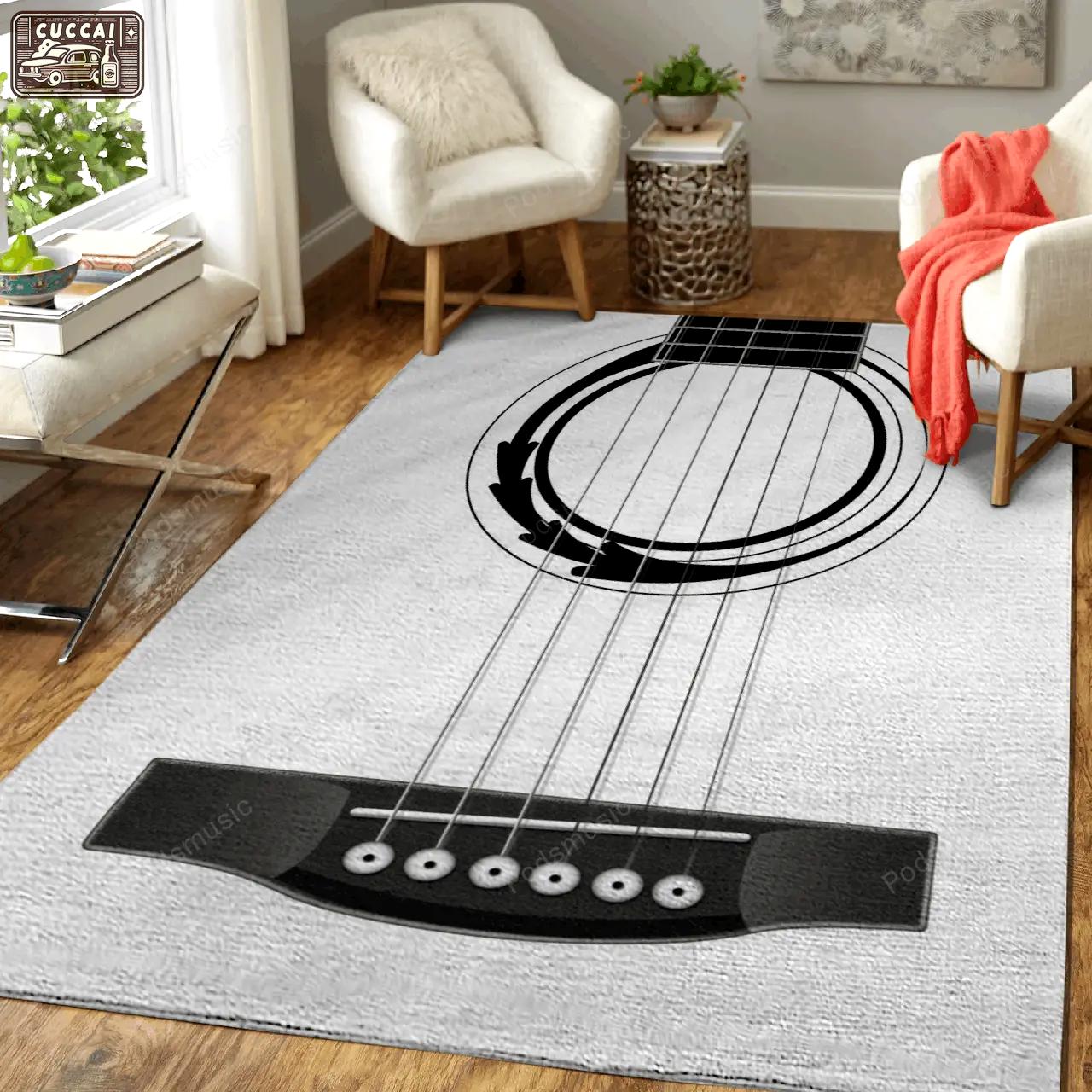 Guitar front music art for fans area rug living room carpet rug regtangle carpet floor decor home decor Rectangle Rug