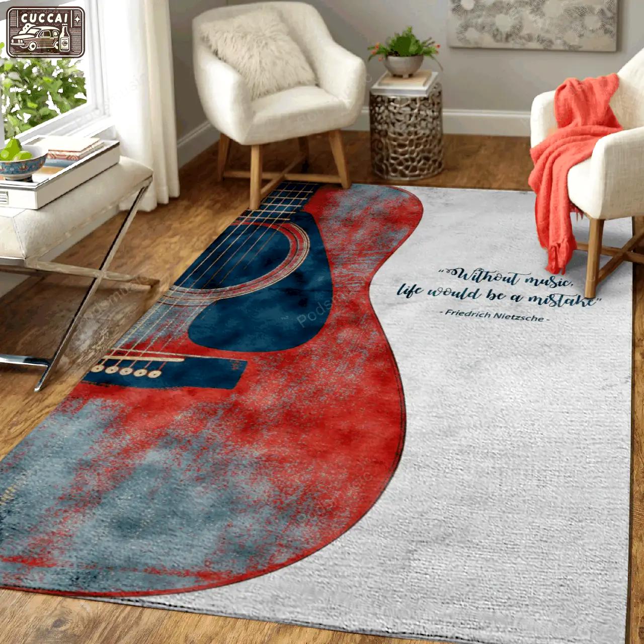 Guitar quote music quote art for fans area rug living room carpet rug regtangle carpet floor decor home decor Rectangle Rug