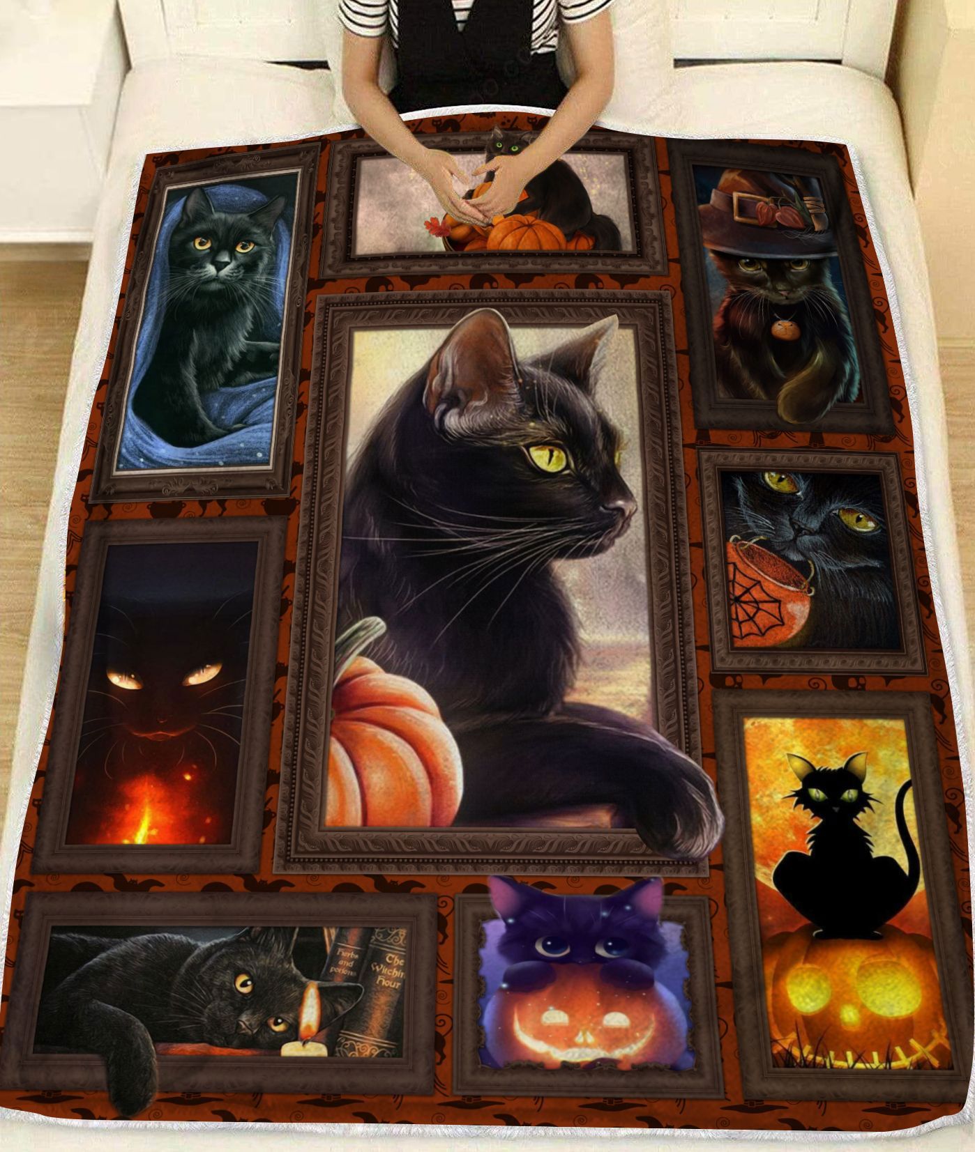Halloween decorations 3d black cat halloween fleece blanket – quilt blanket Quilt Blanket