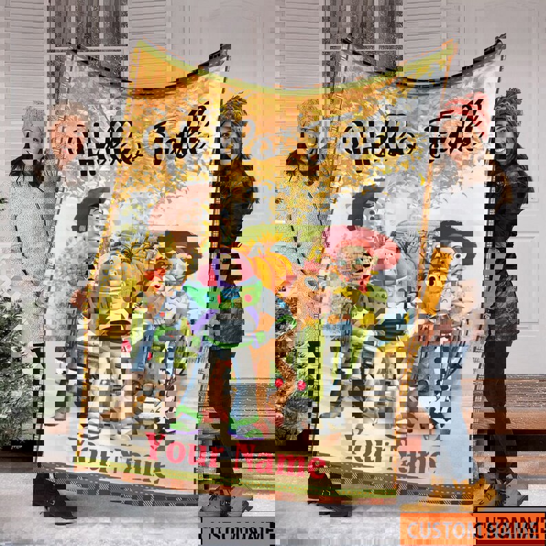 Halloween decorations fall season toy story blanket, custom name toy story halloween buzz woody blanket, halloween for family, halloween t rex character blanket Quilt Blanket