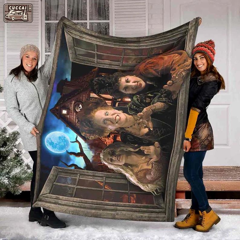 Halloween decorations halloween hocus pocus blanket, hocus pocus halloween witchy blanket, sanderson sister halloween blanket mink sherpa blanket- scary character Quilt Blanket
