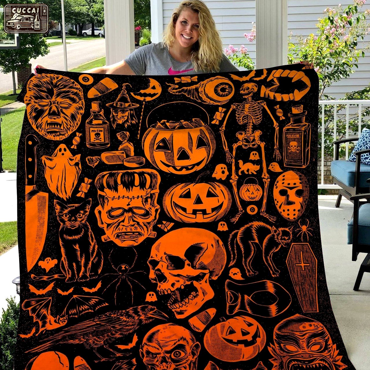 Halloween decorations halloween pumpkin and skull gift fleece blanket – quilt blanket fleece blanket, blanket sofa bed, 3d blanket Quilt Blanket