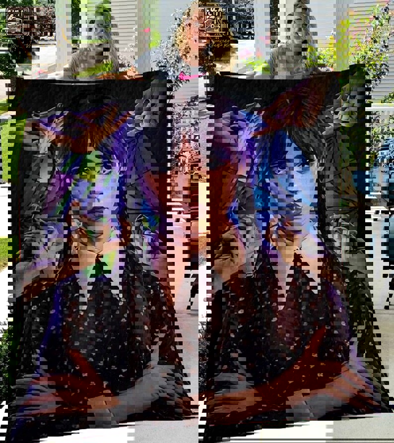 Halloween decorations wednesday addams jenna ortega halloween fleece blanket, mink sherpa blanket, wednesday addams quilt, trending quilt Quilt Blanket