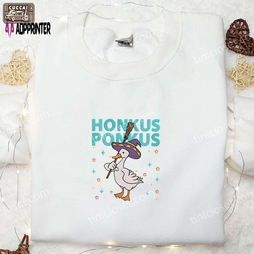 Halloween honkus ponkus silly goose embroidered shirt – spooktacular animal halloween shirt Embroidered Shirt