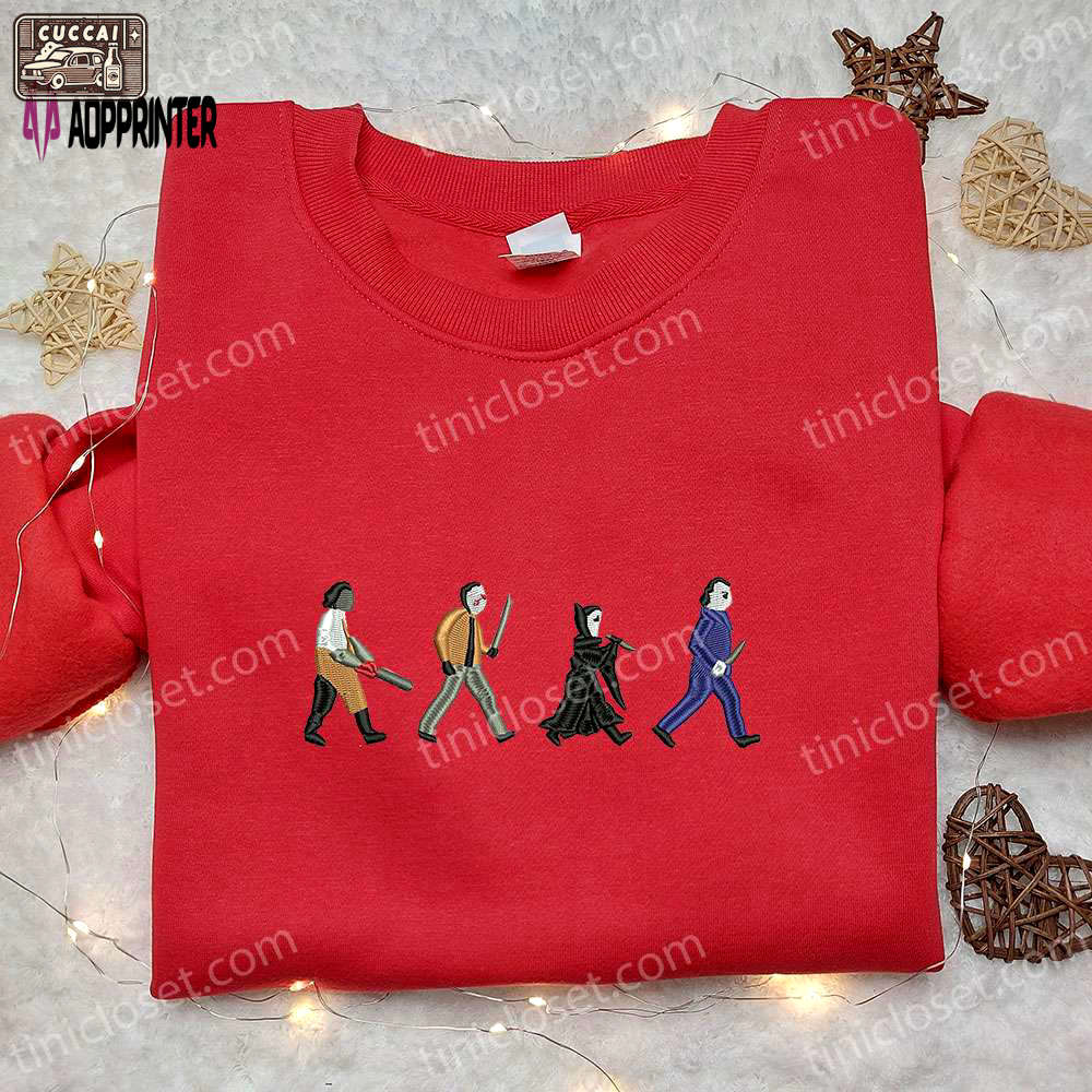 Halloween horror gang embroidered shirt & sweatshirt: best gifts for halloween lovers Embroidered Shirt
