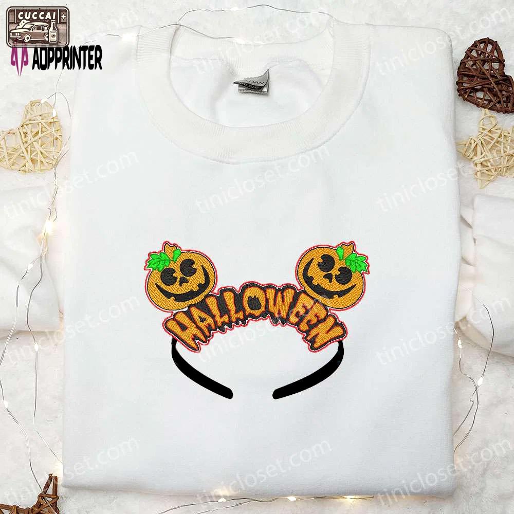 Halloween mickey mouse ears embroidered shirt – spooky disney halloween crown tee Embroidered Shirt