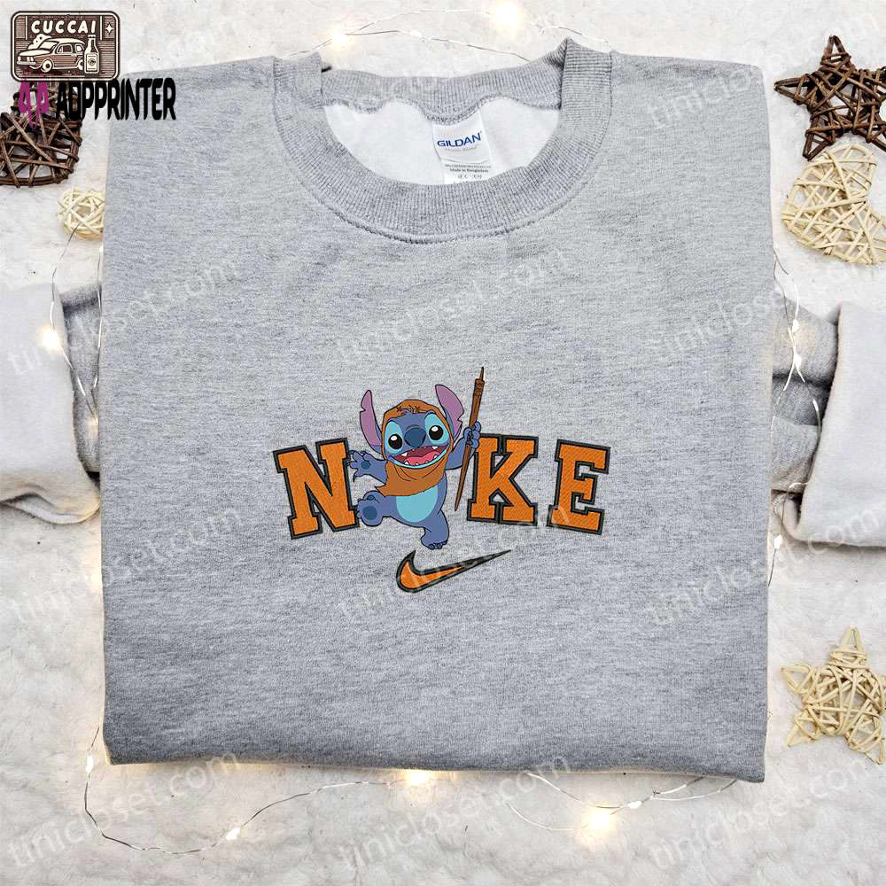 Halloween stitch x nike embroidered sweatshirt & disney characters shirt: best halloween gift ideas Embroidered Shirt