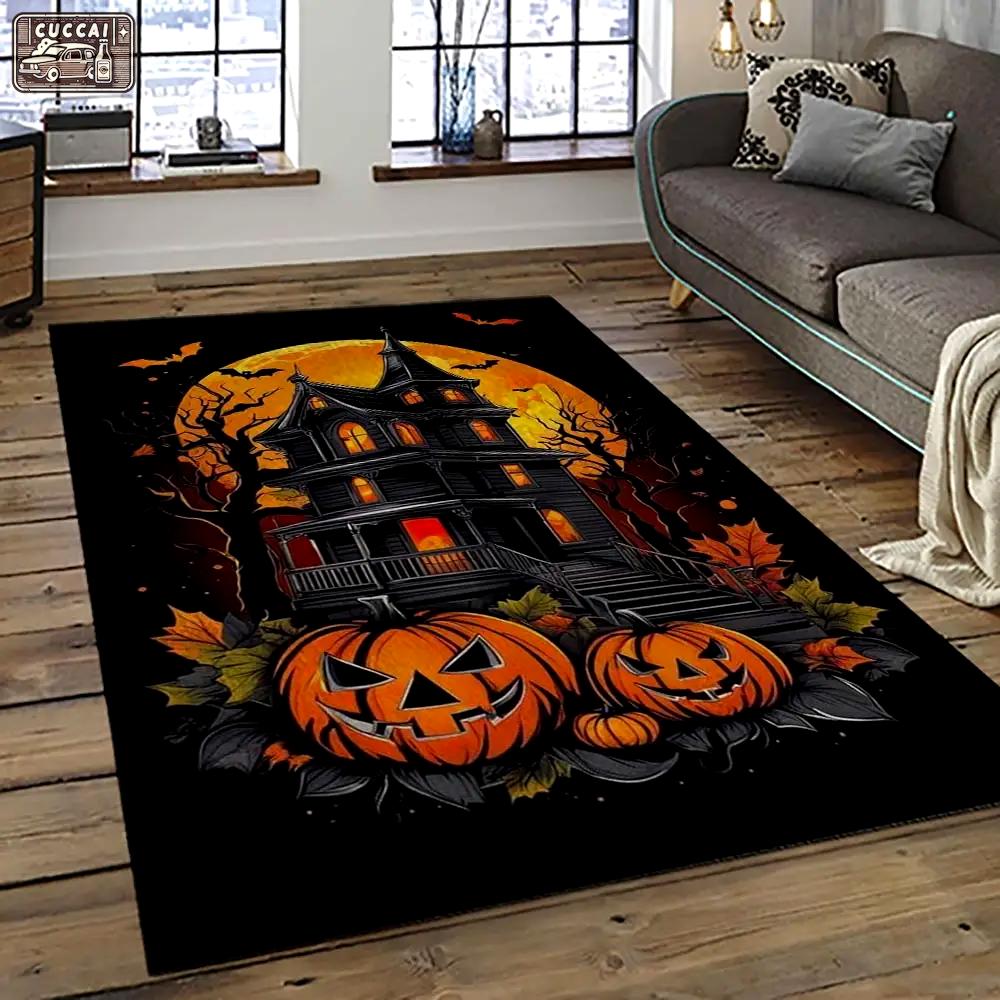 Halloween style pumpkin autumn retangle carpet area rug home decor halloween gift hal57 Rectangle Rug